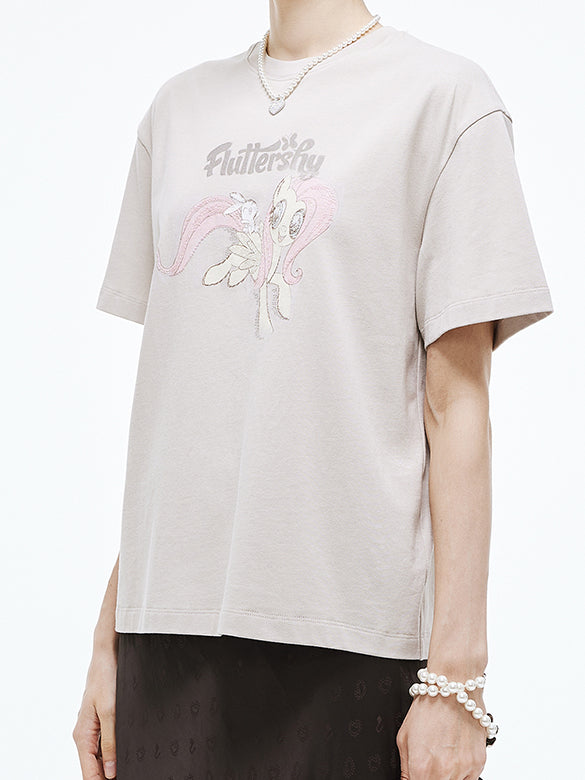 Printed Embroidery Sequins T-shirt
