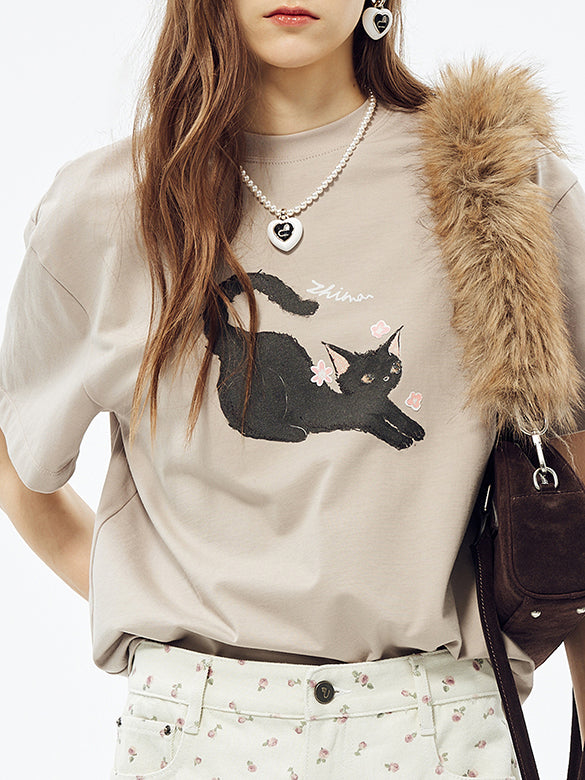 Cat Printed T-shirt
