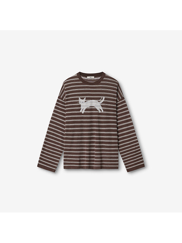 Stripe Cat Knit Top