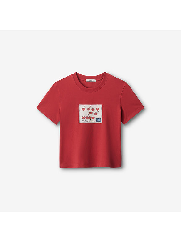 Cherry Printed & Beads T-shirt