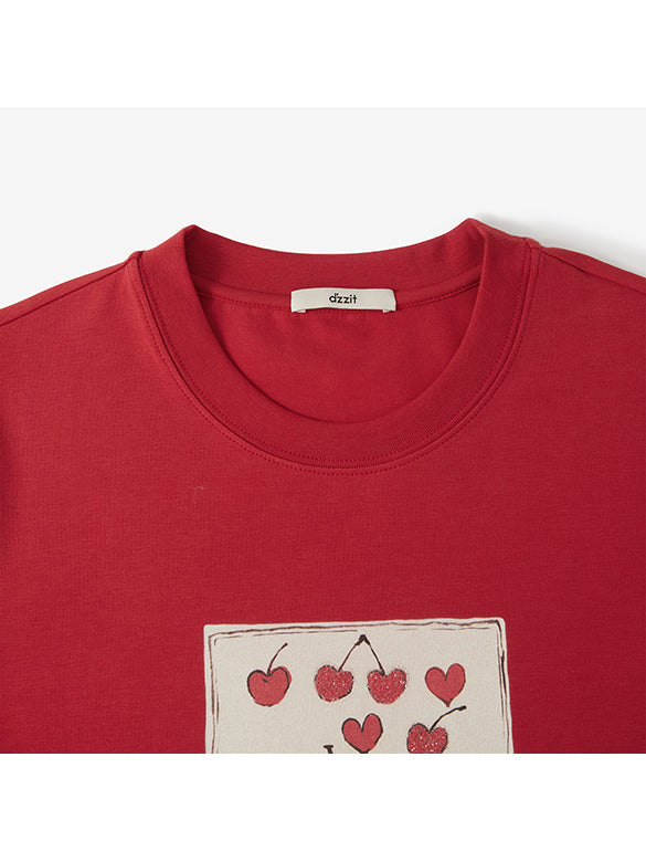 Cherry Printed & Beads T-shirt
