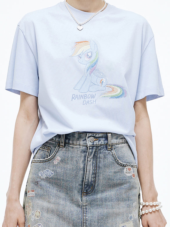Printed Embroidery Sequins T-shirt