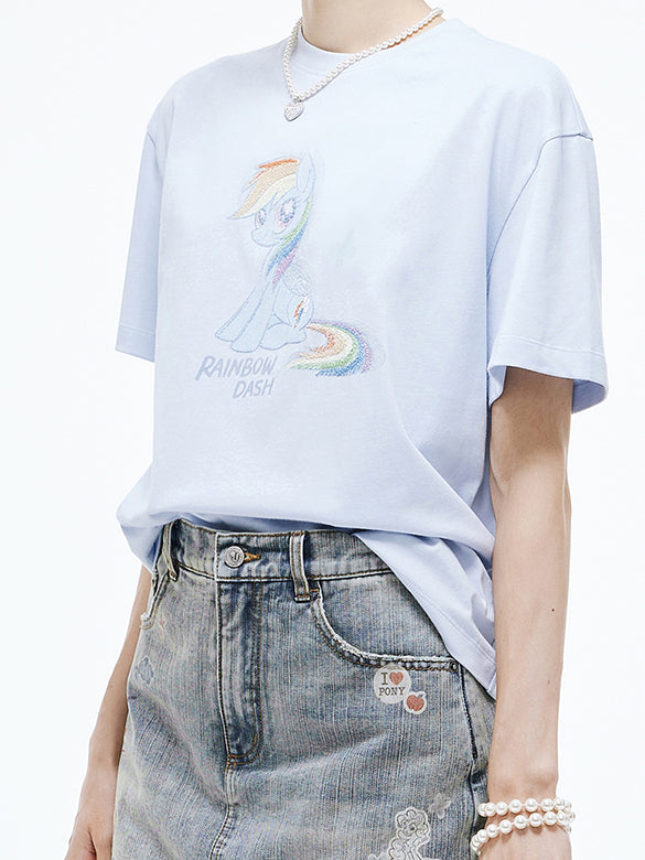 Printed Embroidery Sequins T-shirt