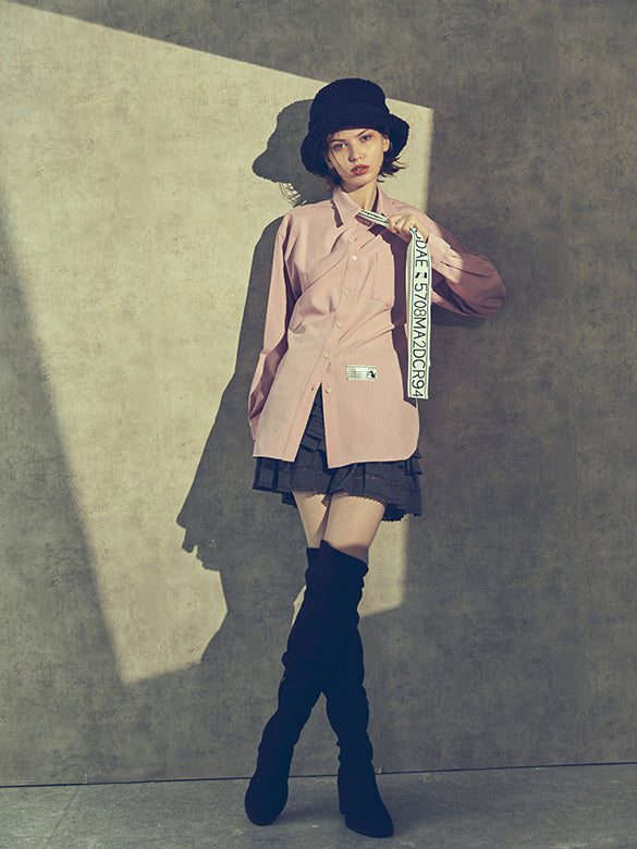 Belted Pin-stripe Shirt