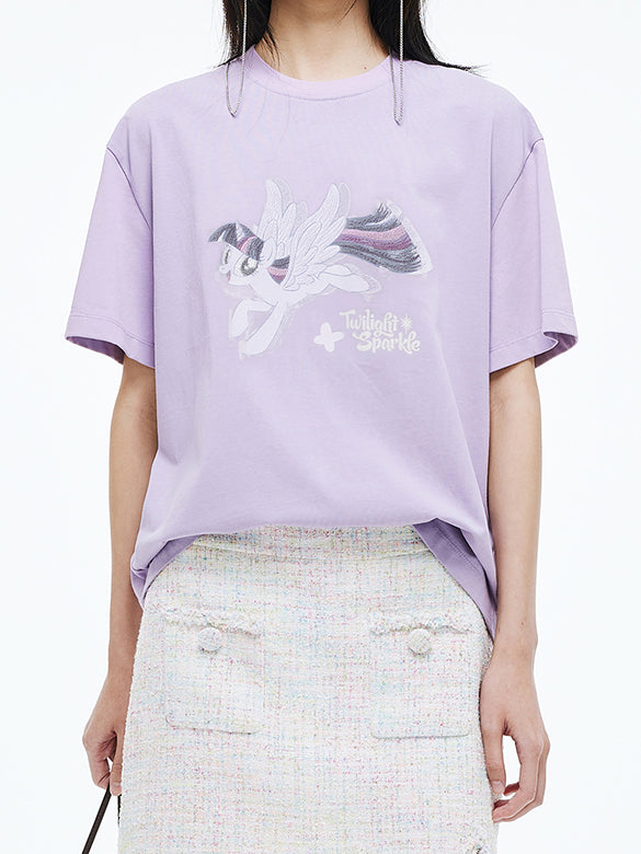 Printed Embroidery Sequins T-shirt