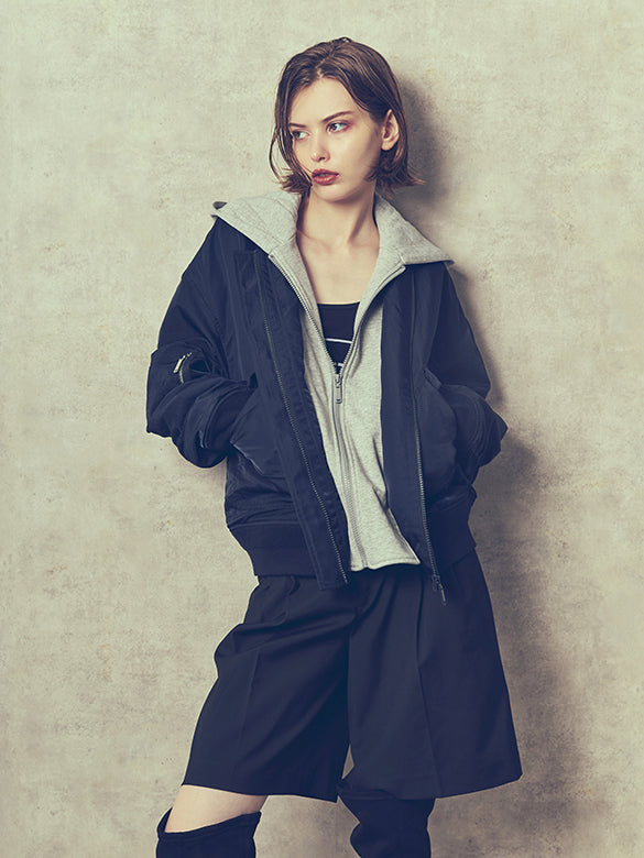 Sweat Hoodie Combination Blouson
