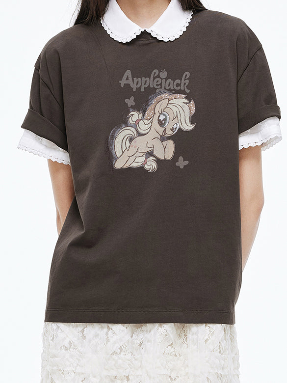 Printed Embroidery Sequins T-shirt
