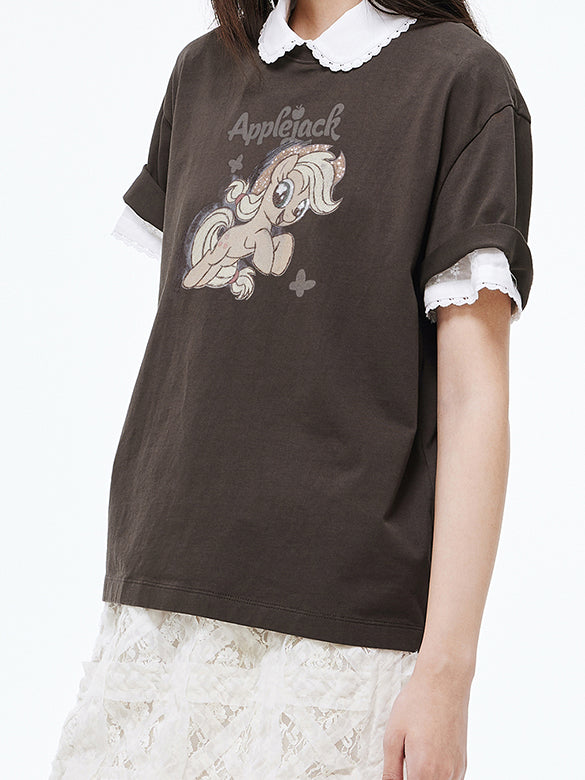 Printed Embroidery Sequins T-shirt