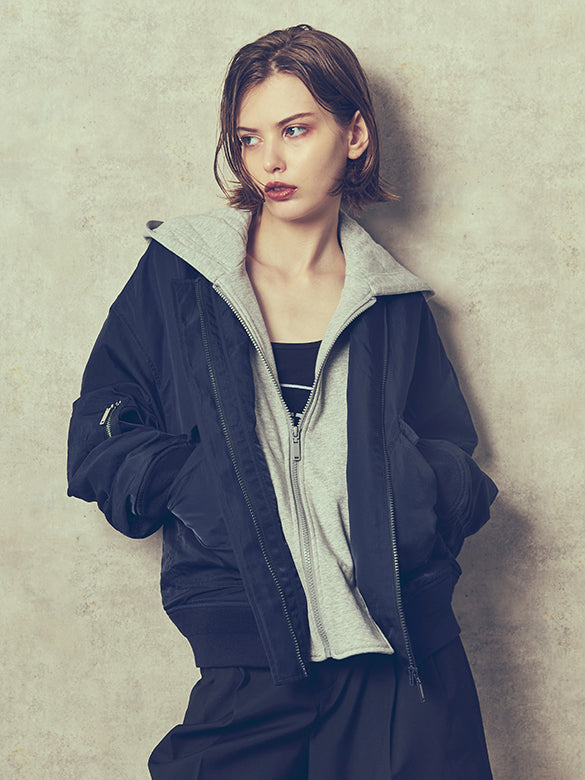 Sweat Hoodie Combination Blouson