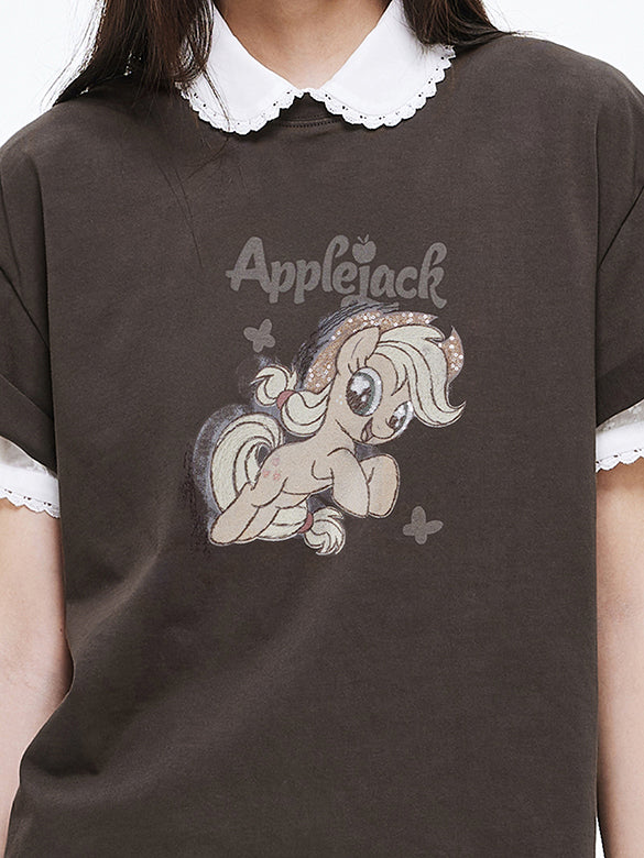 Printed Embroidery Sequins T-shirt