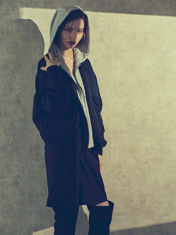 Sweat Hoodie Combination Blouson