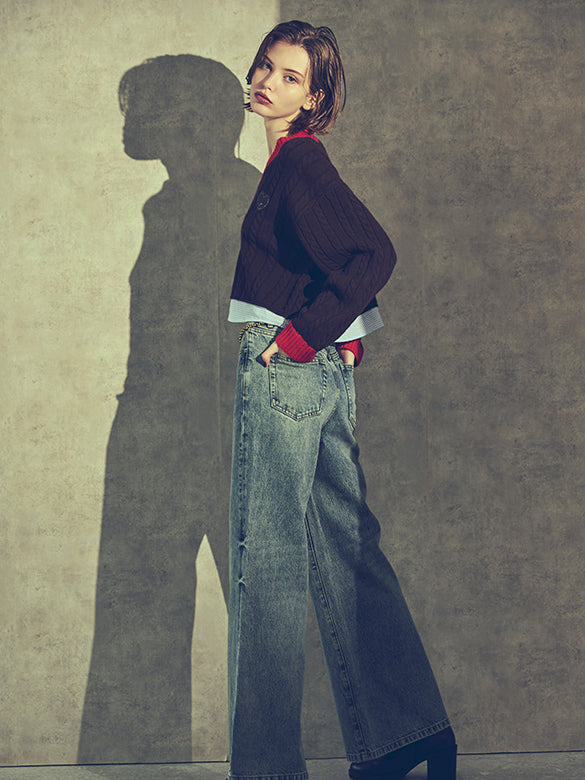 Chain Belted Denim Pants