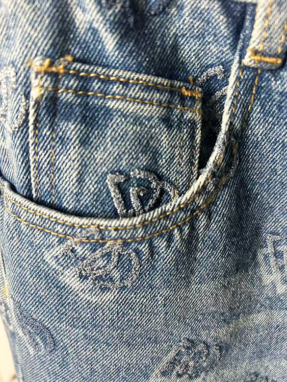 Monogram Design Denim Pants
