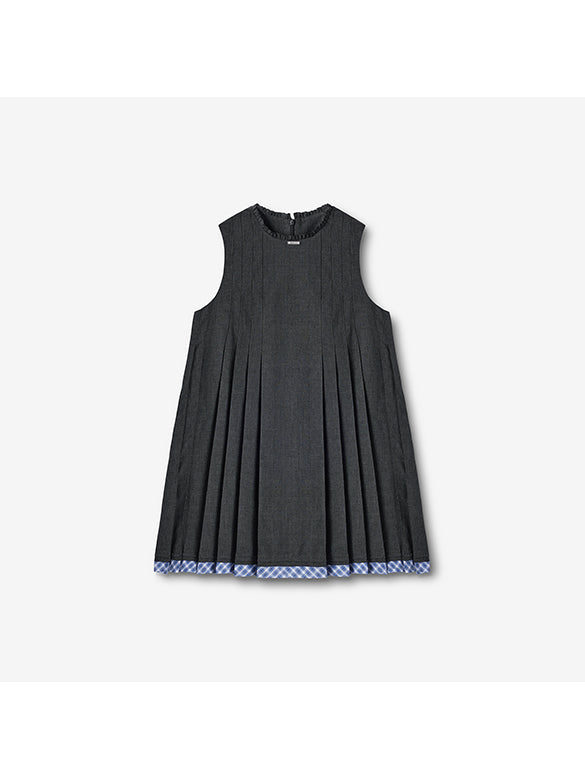 Hem Docking Plaid Sleeveless Dress