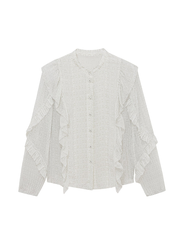 Monogram Pattern Frill Blouse