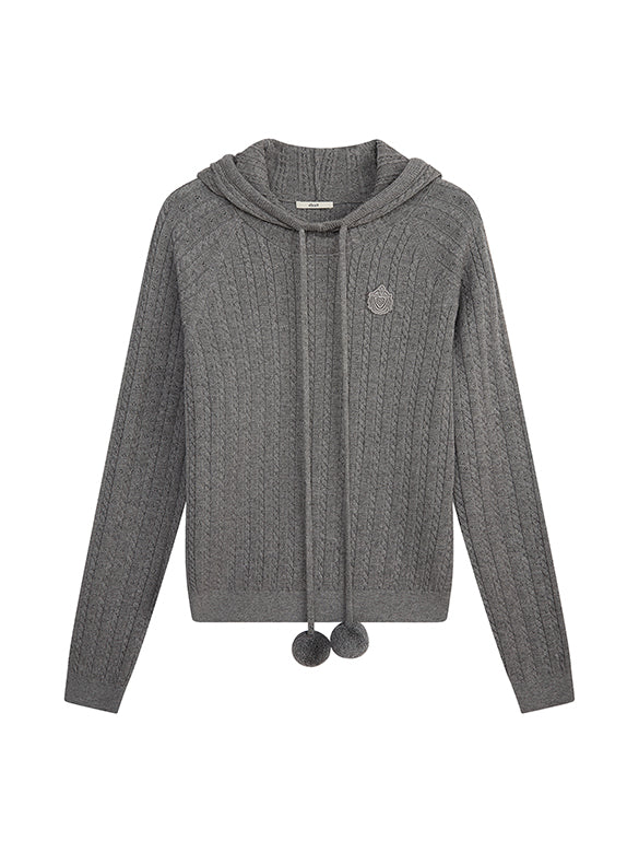 Pompon Code Knit Hoodie