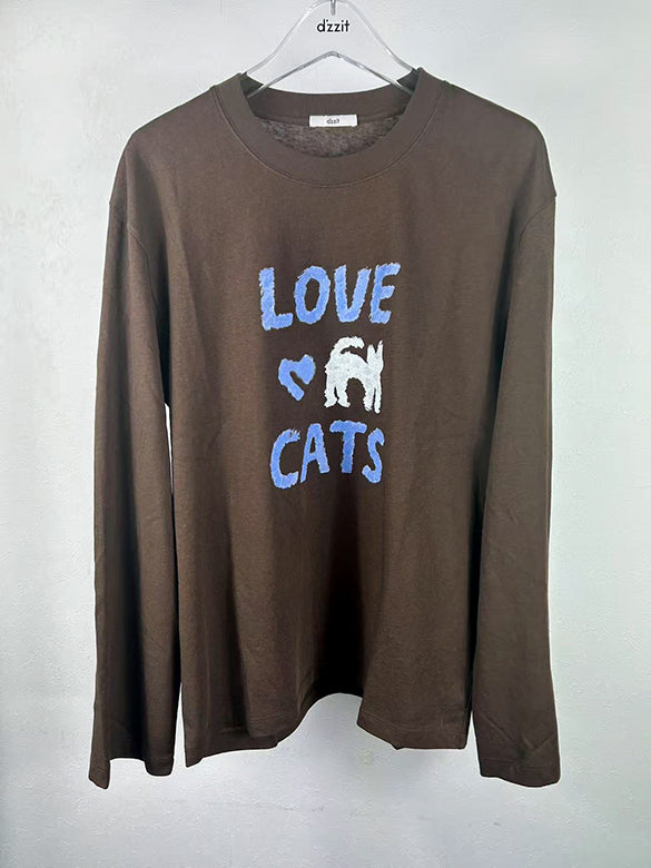 Cat Printed Long Sleeves T-shirt
