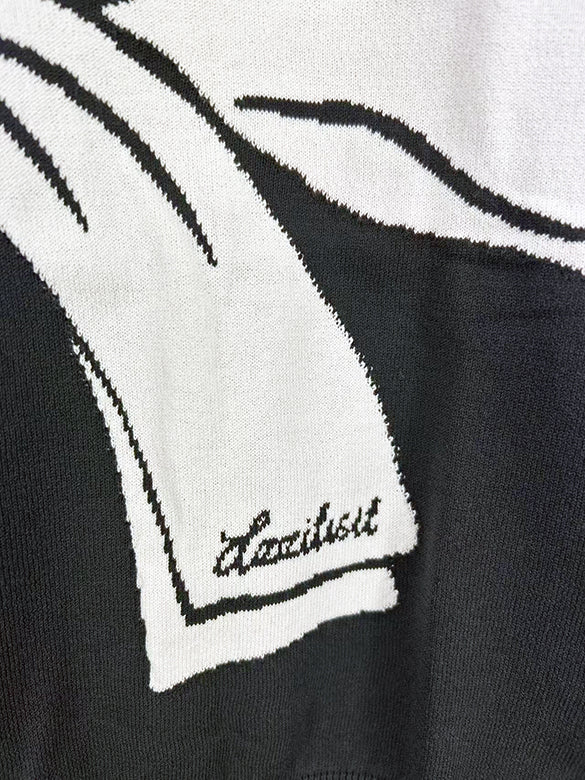 Illusion Ribbon Printed Knit Top