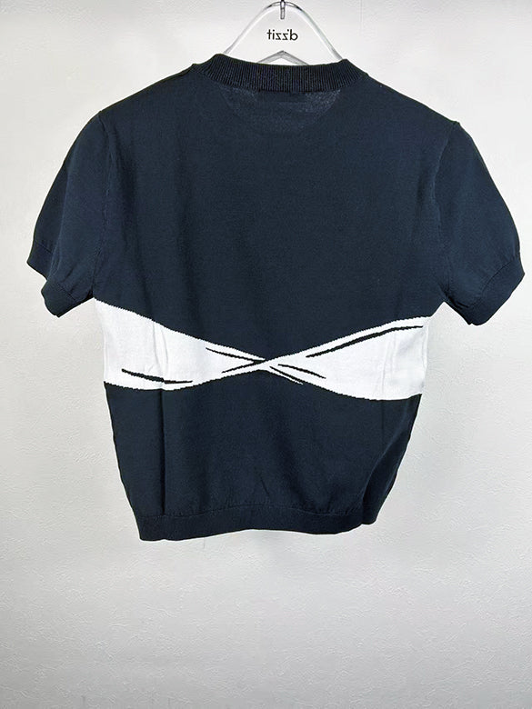 Illusion Ribbon Printed Knit Top