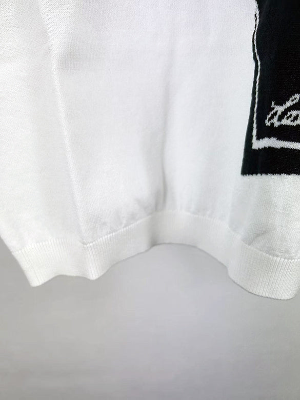 Illusion Ribbon Printed Knit Top