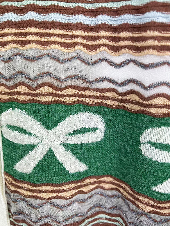 Retro Ribbon Stripe Knit Cardigan