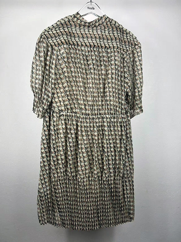 Cat Printed Bow-tie Chiffon Dress