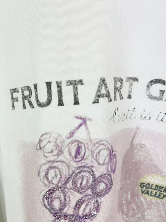 Fruit Printed & Sequins T-shirt