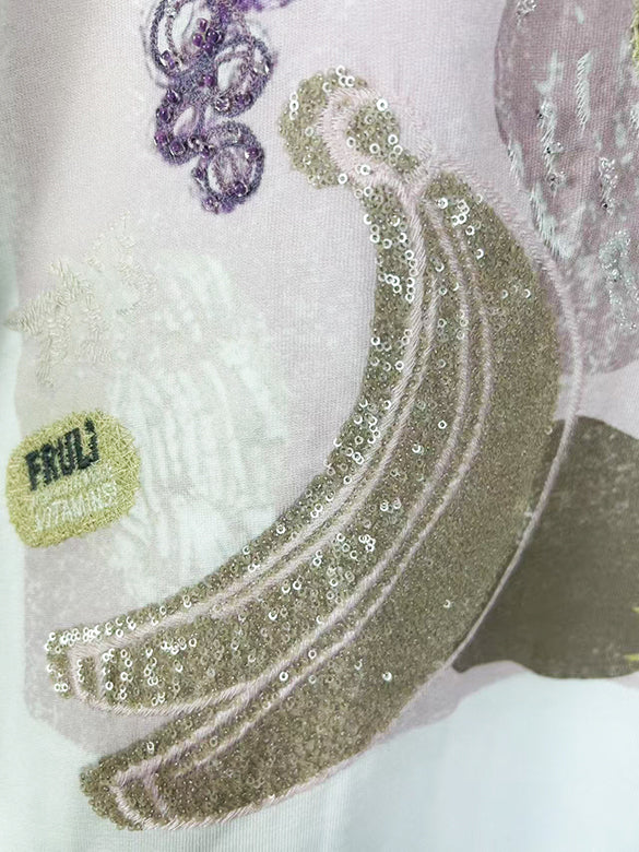 Fruit Printed & Sequins T-shirt