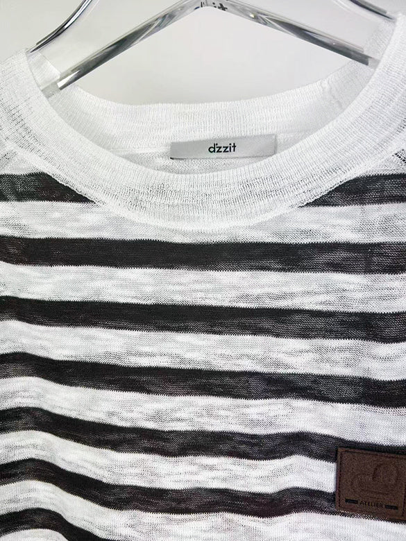 Stripe Sheer Knit Top