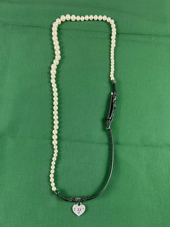 Pearl Combination Heart Motif Belt