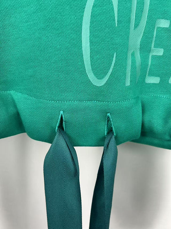 Balloon Sleeves Off-shoulder Ribbon Short Sweatshirt