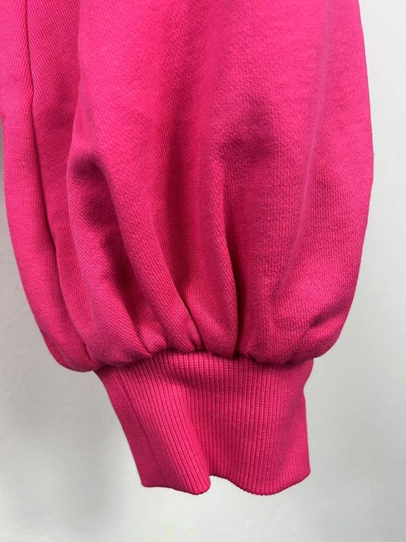 Balloon Sleeves Off-shoulder Ribbon Short Sweatshirt