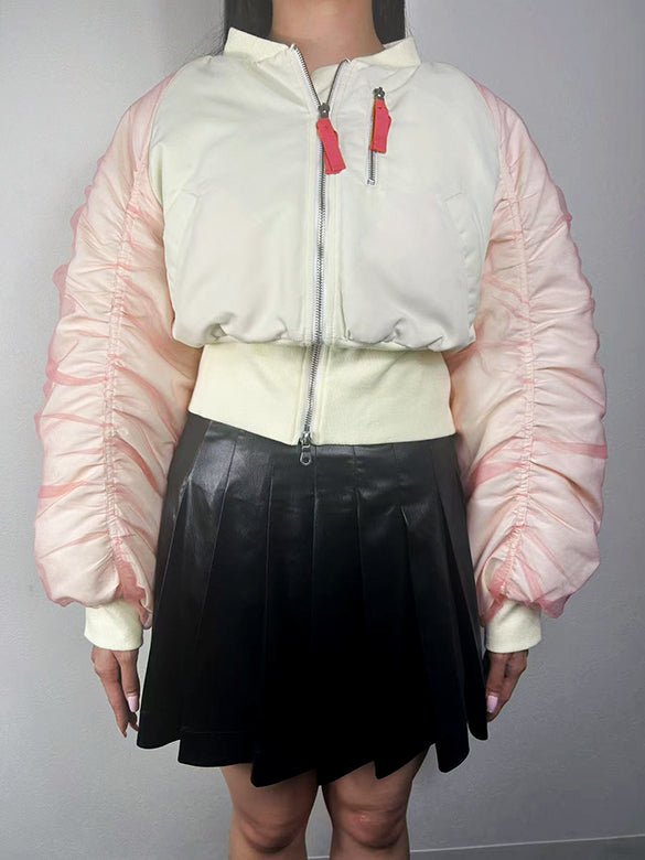 Tulle Stack Sleeves Short MA-1 Blouson