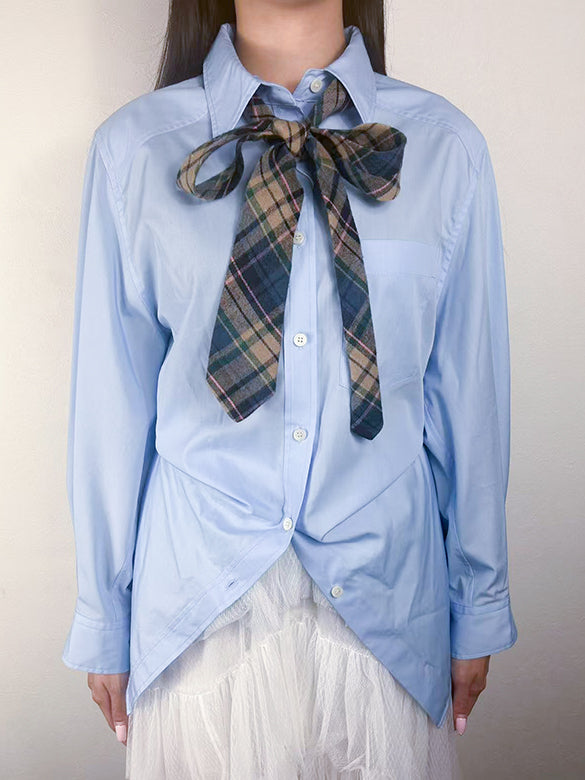 Plaid Tie Design Shirt