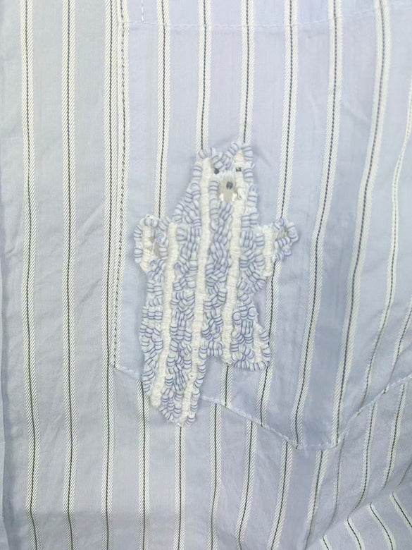 Sequins Bear Design Stripe Shirt