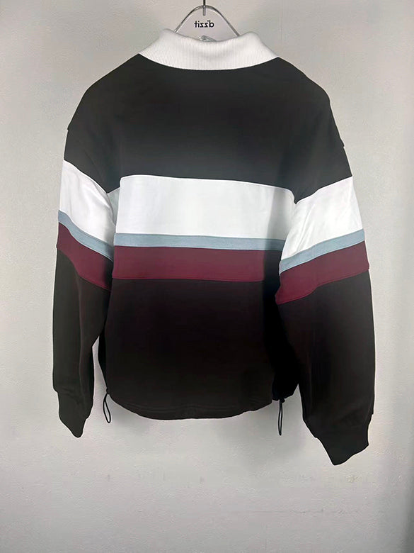 Wide Pitch Stripe Polo Sweatshirt