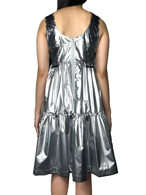 Glitter Lace Strap Gather Dress