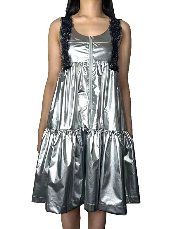 Glitter Lace Strap Gather Dress