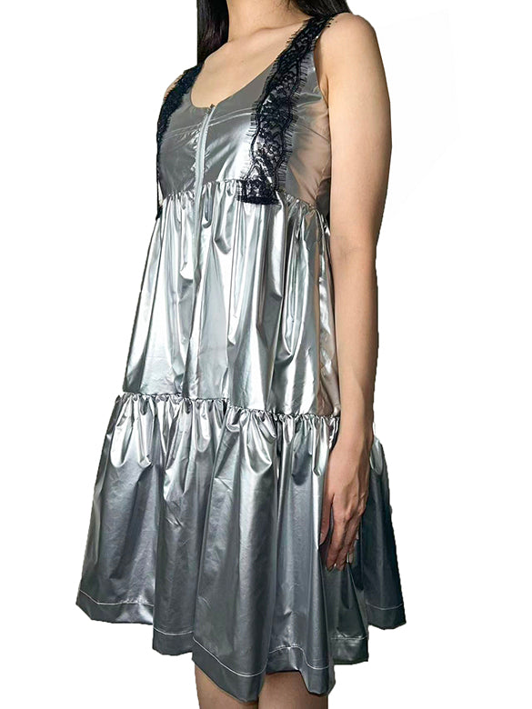 Glitter Lace Strap Gather Dress