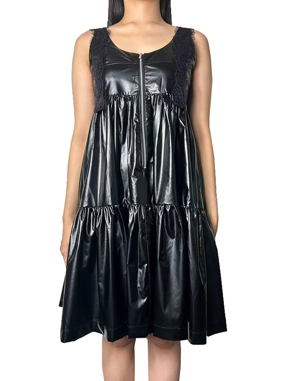 Glitter Lace Strap Gather Dress