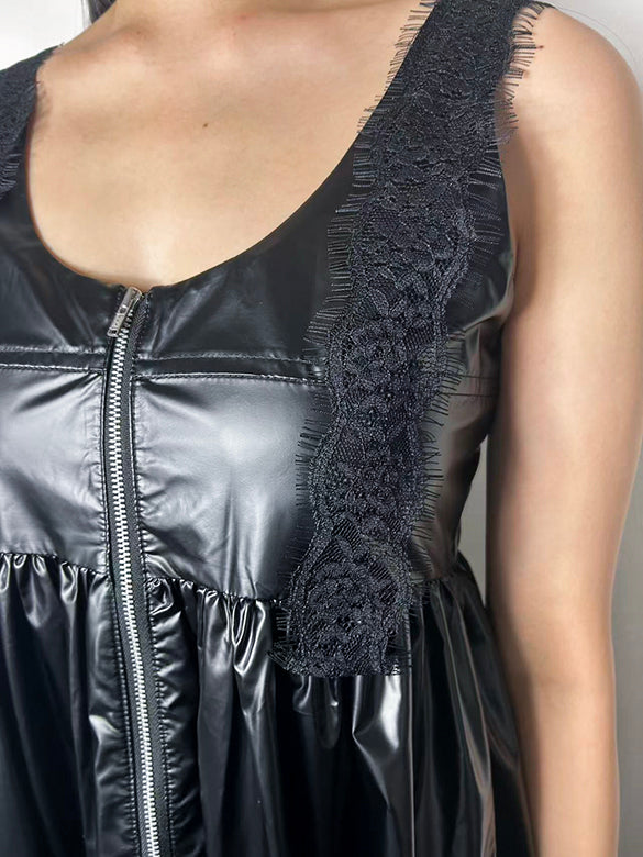 Glitter Lace Strap Gather Dress