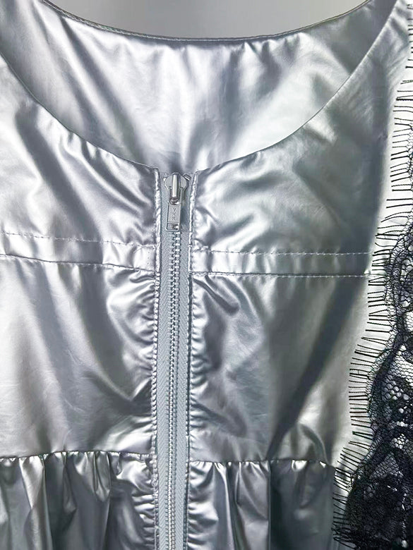 Glitter Lace Strap Gather Dress