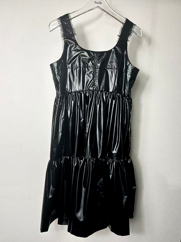 Glitter Lace Strap Gather Dress