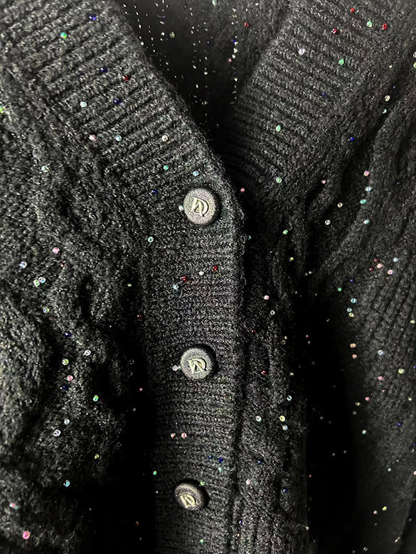 Loose Sleeves Beads Knit Cardigan