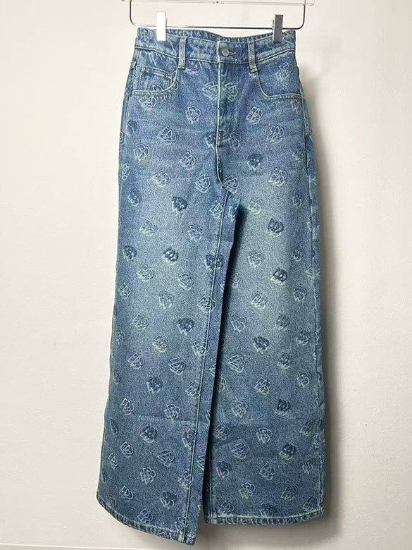 Monogram Design Denim Pants