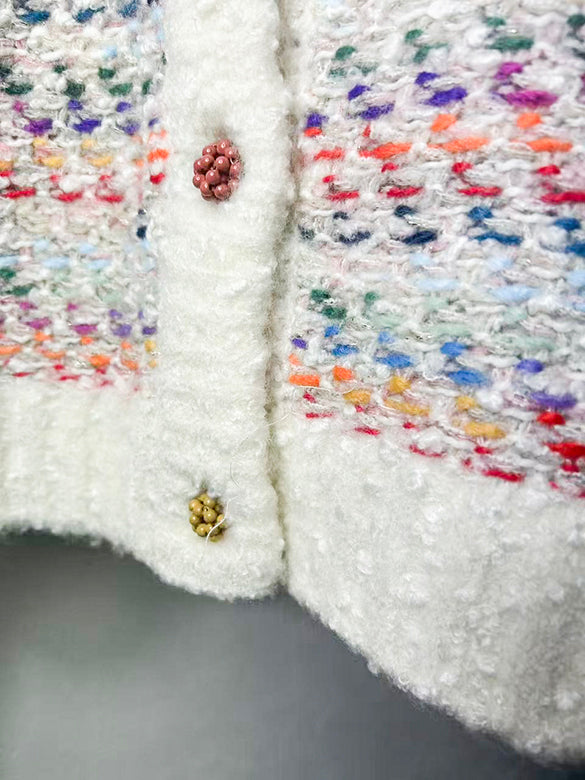 Multi-color Design Button Knit Cardigan
