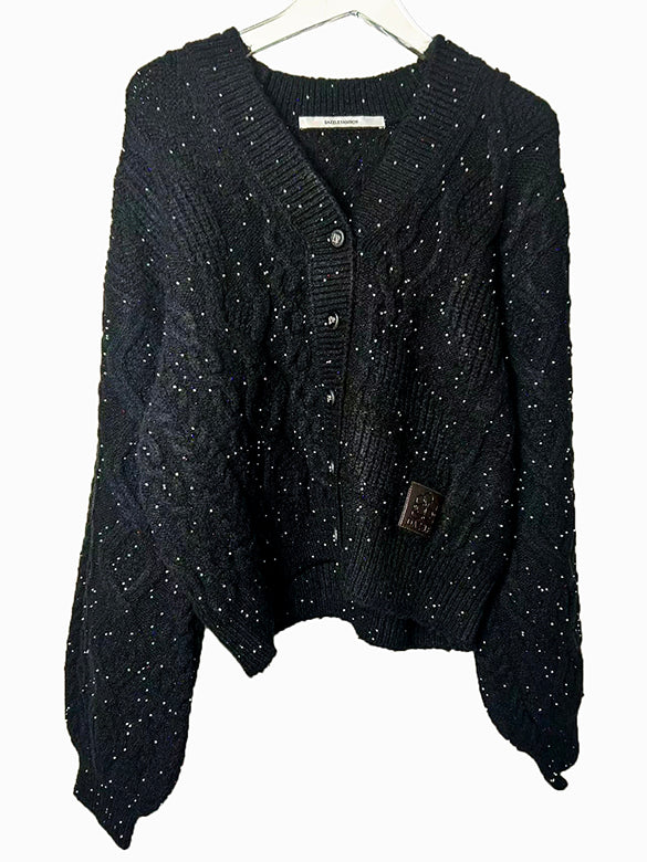 Loose Sleeves Beads Knit Cardigan