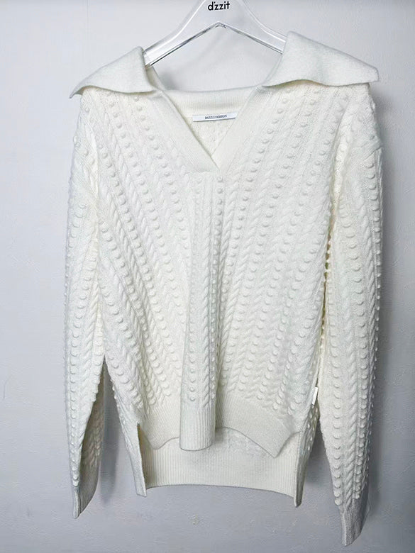 Collar Design Knitting Top