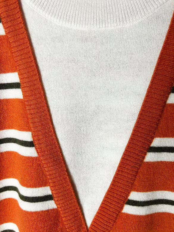 Retro-color Stripe Layered Knit