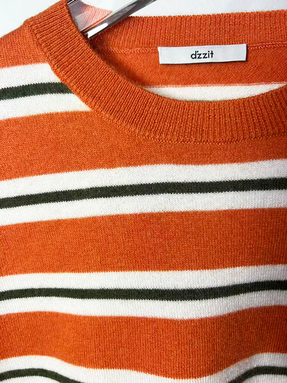 Retro-color Stripe Knit Top